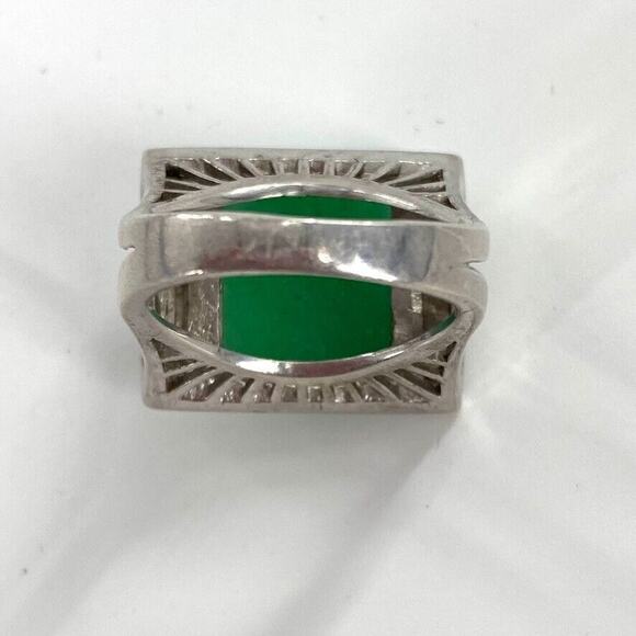 Sterling Silver Faceted Green Chalcedony Gemstone Ring Square‎ Womens Sz 8.25 - Picture 5 of 9